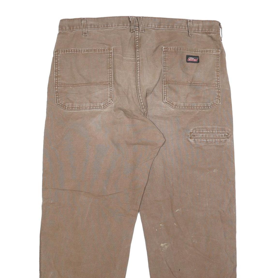 DICKIES Mens Brown Regular Straight Denim Jeans Cotton Blend W40 L30 Workwear