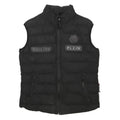 PHILIPP PLEIN Mens Black Cotton Regular Jacket L Plain Zip Sleeveless Fashion