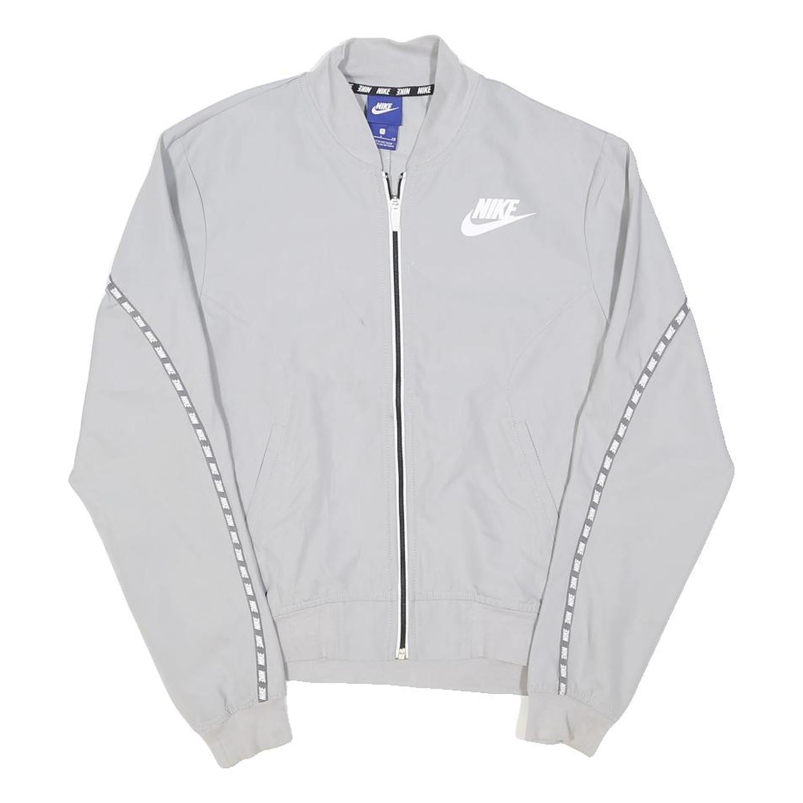 NIKE Mens Grey Sportswear Zip Jacket S Polyester Blend Plain Lightweight Casual