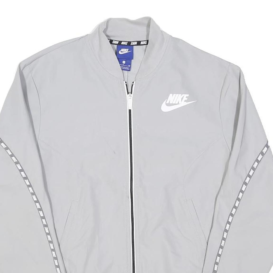 NIKE Mens Grey Sportswear Zip Jacket S Polyester Blend Plain Lightweight Casual
