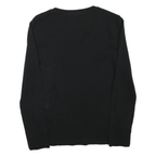 TOMMY HILFIGER Womens Black V-Neck Long Sleeve T-Shirt S Cotton Blend Classic