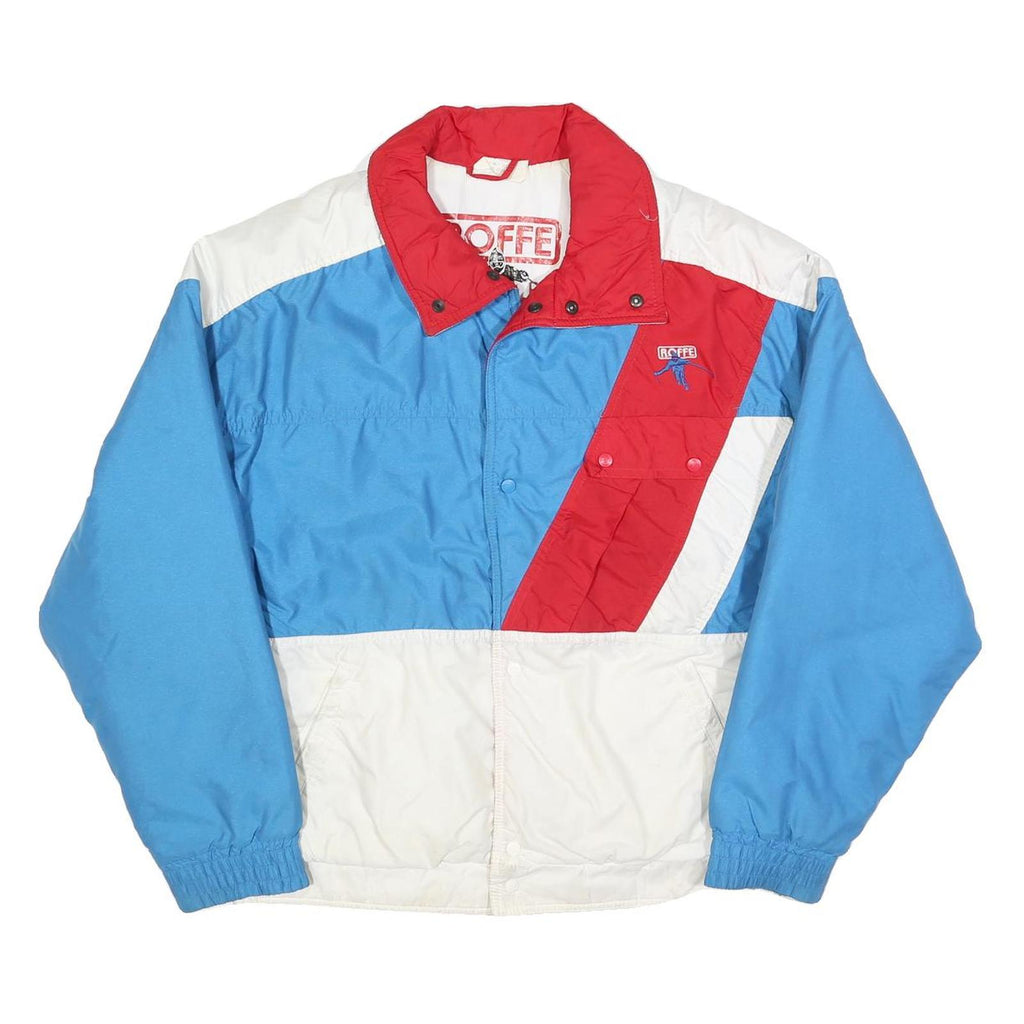 ROFFE Mens Blue & White & Red Colourblock Jacket S Polyester Blend Zip Casual