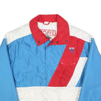 ROFFE Mens Blue & White & Red Colourblock Jacket S Polyester Blend Zip Casual