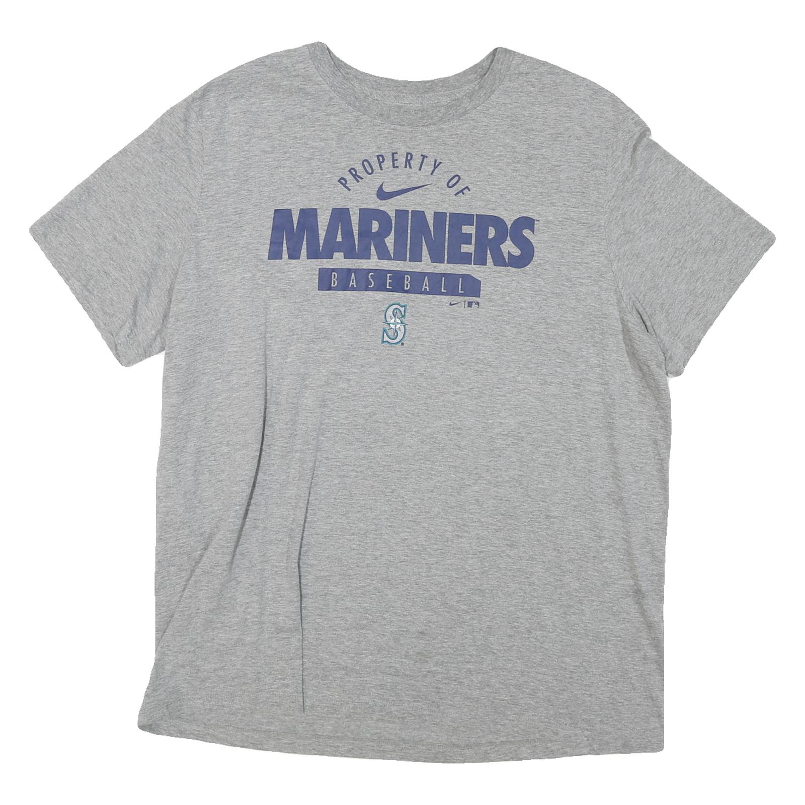 NIKE Mens Grey Mariners Baseball Graphic T-Shirt XL Short Sleeve Crew Neck