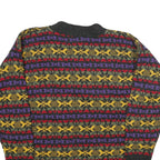 ROSE Womens Grey Yellow Red Purple Patterned Jumper Round Neck Chunky Knit M