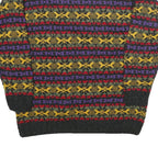 ROSE Womens Grey Yellow Red Purple Patterned Jumper Round Neck Chunky Knit M