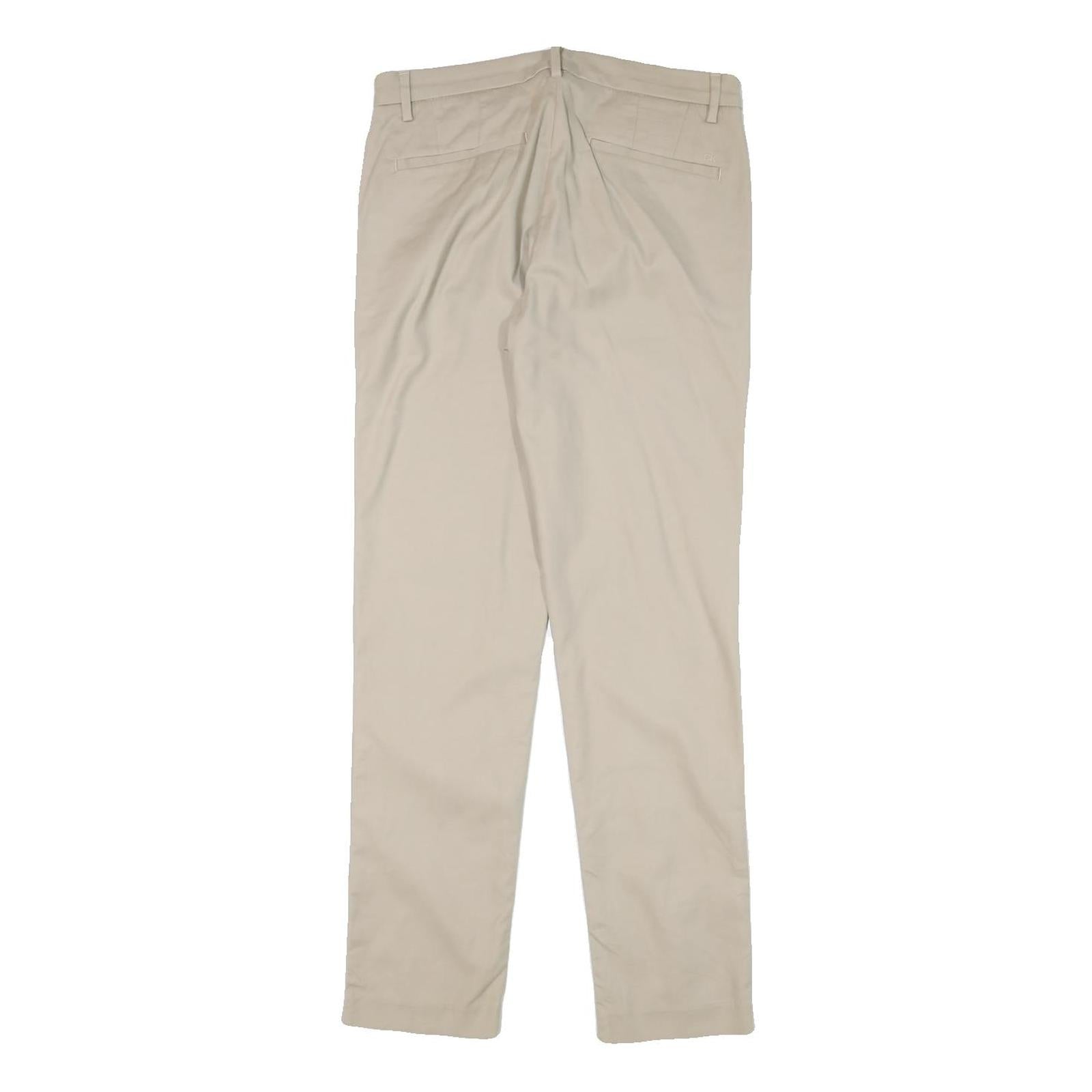 CALVIN KLEIN Mens Regular Fit Beige Cotton Blend Trousers W30 L30 Classic