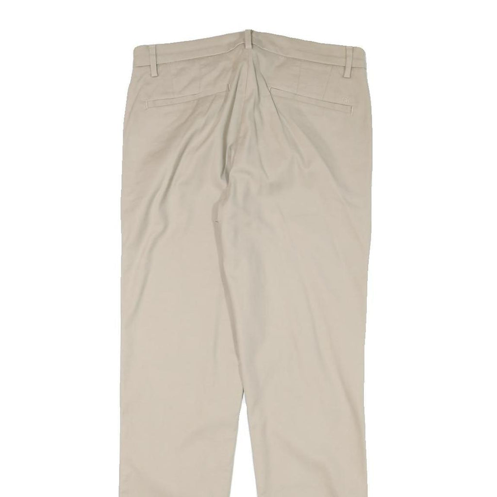 CALVIN KLEIN Mens Regular Fit Beige Cotton Blend Trousers W30 L30 Classic