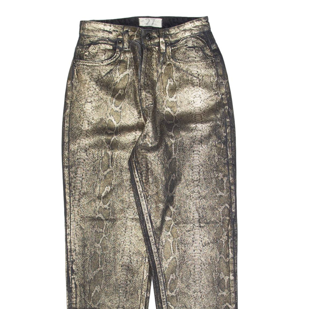 FREE PEOPLE Snakeskin Design Womens Trousers Black Regular Straight W27 L28