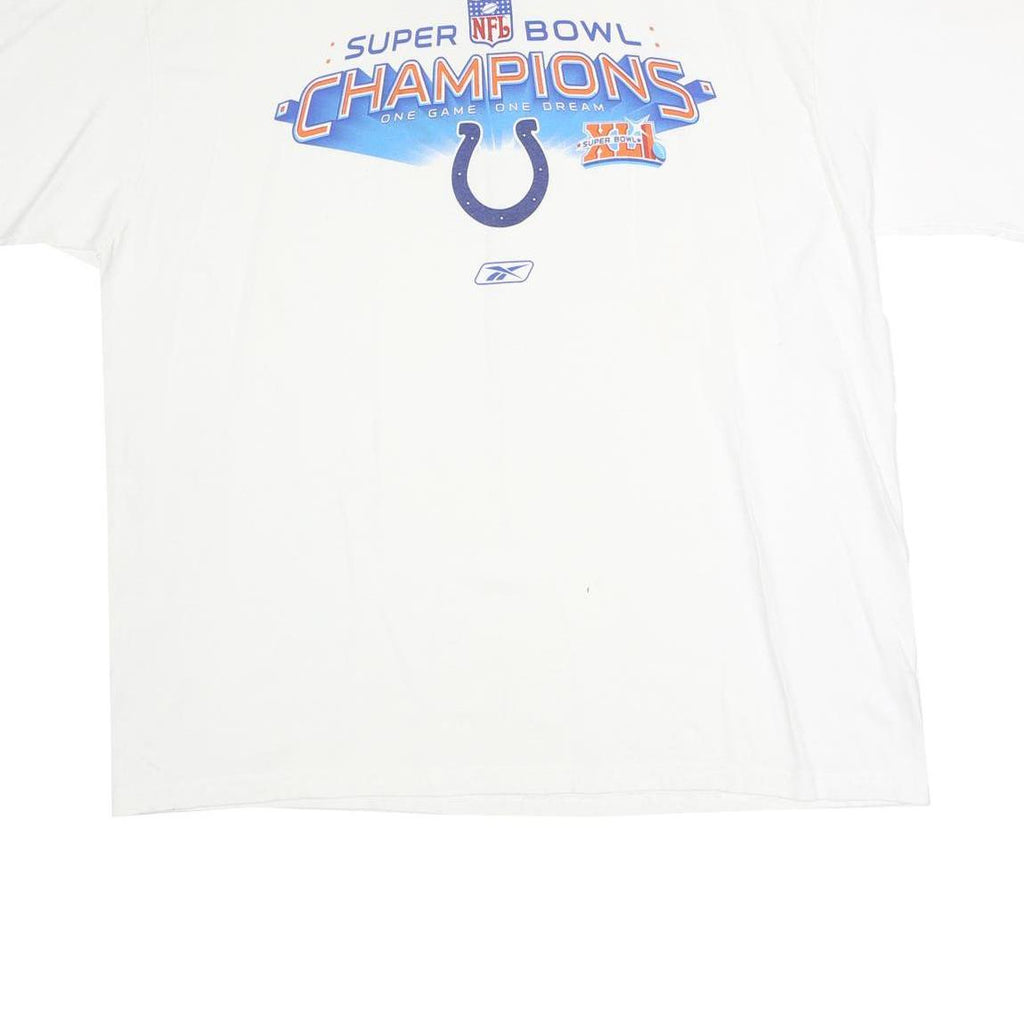 REEBOK Mens White Super Bowl Champions Graphic T-Shirt XL Short Sleeve Crew Neck