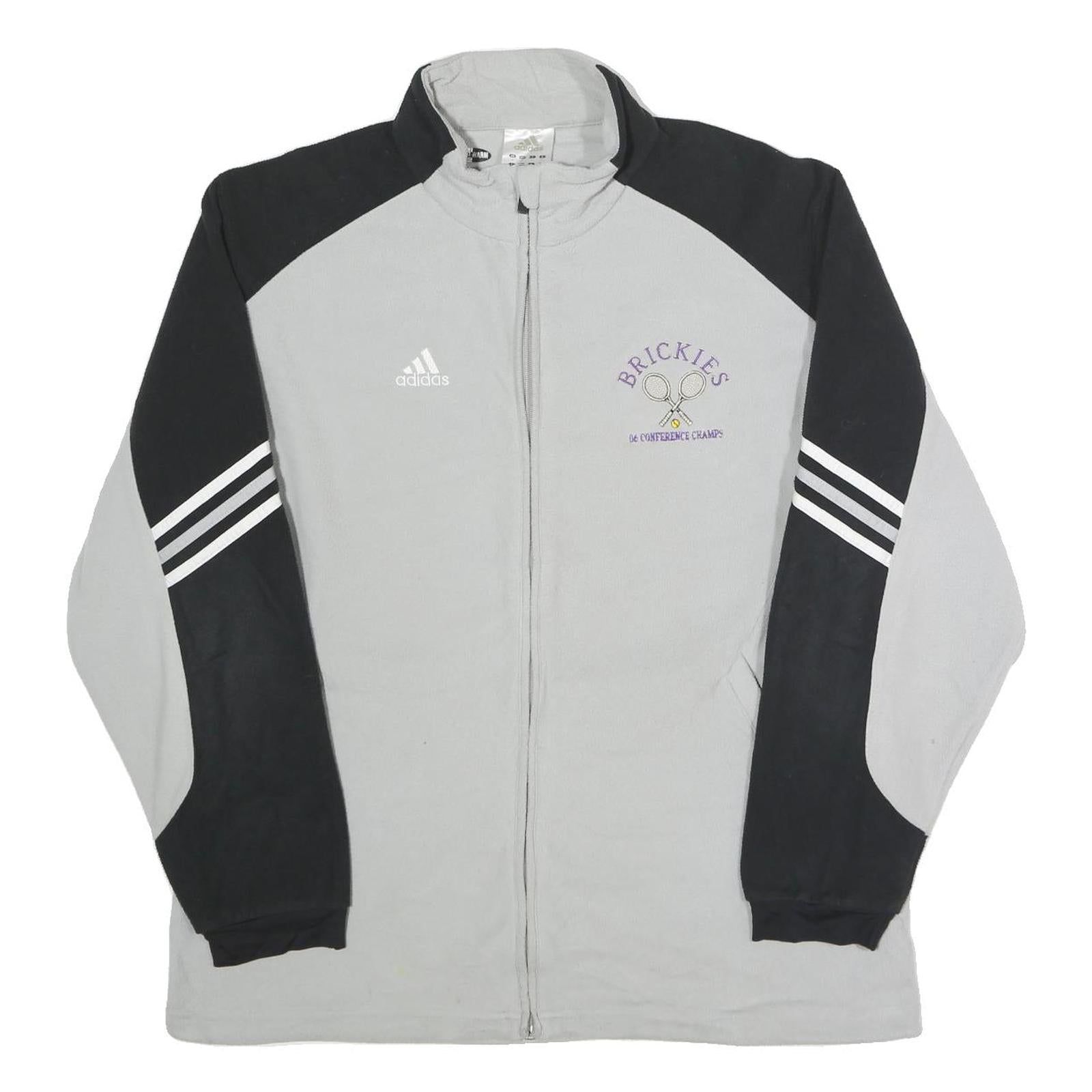 ADIDAS Mens Grey & Black Brickies Track Jacket M Polyester Zip Sportswear