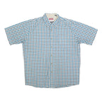 WRANGLER Mens Blue & White Check Shirt M Cotton Blend Casual Short Sleeve Button