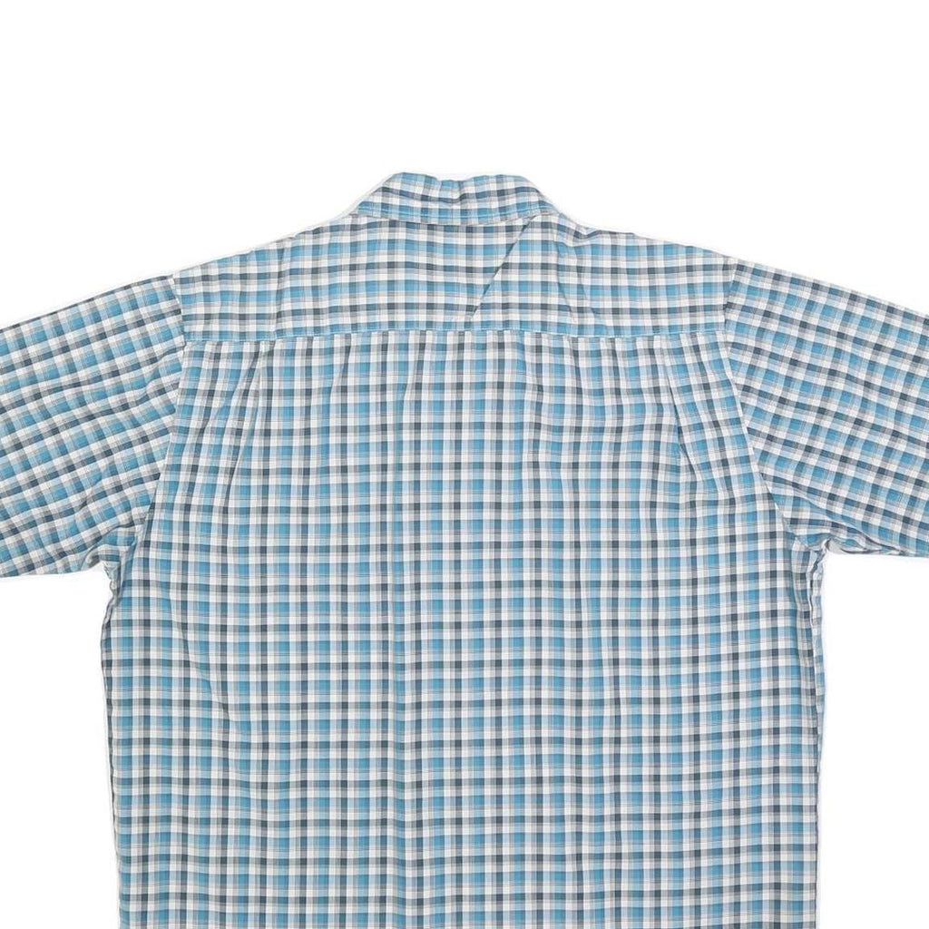 WRANGLER Mens Blue & White Check Shirt M Cotton Blend Casual Short Sleeve Button