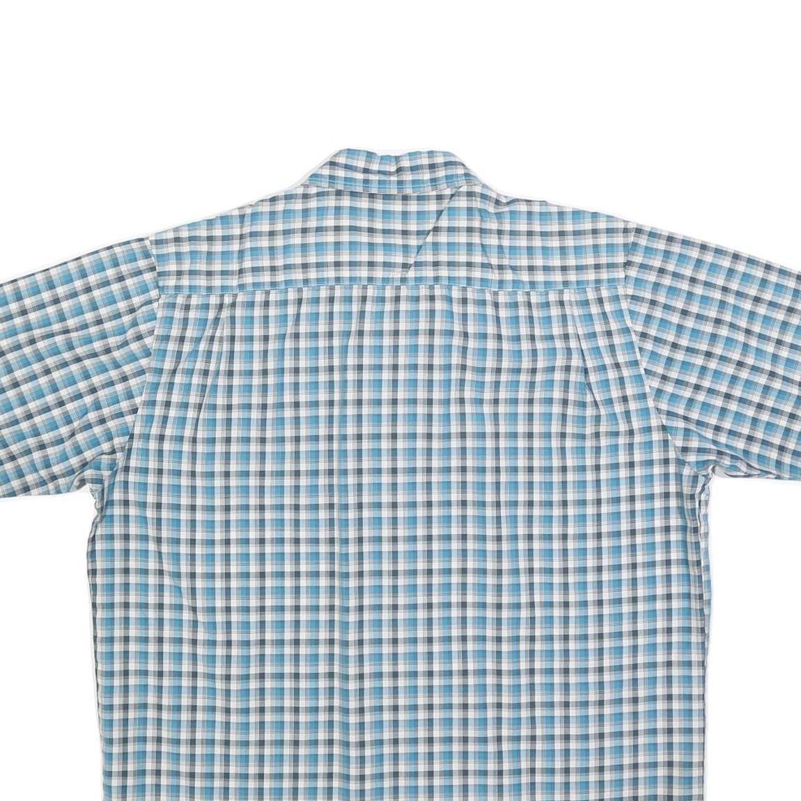 WRANGLER Mens Blue & White Check Shirt M Cotton Blend Casual Short Sleeve Button