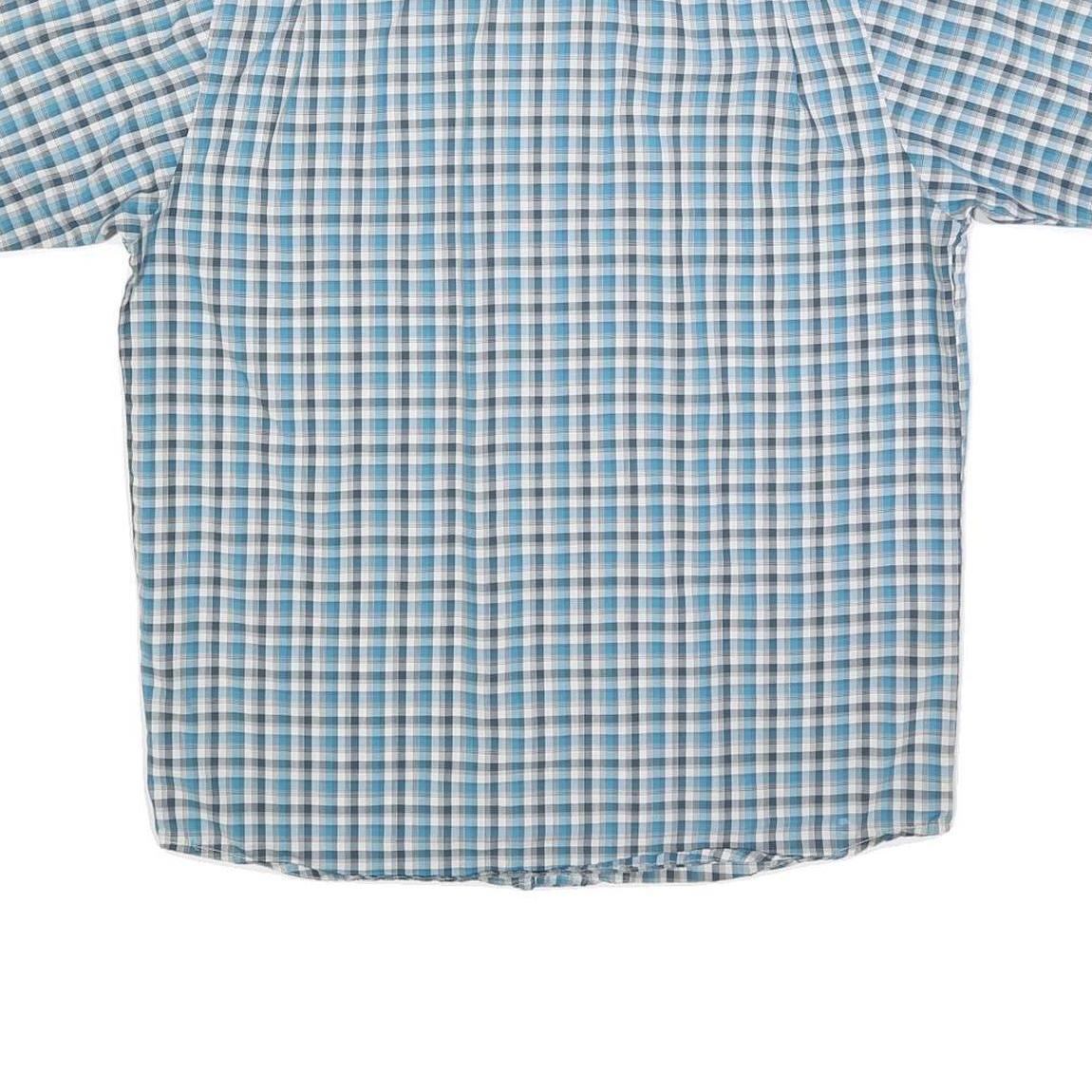 WRANGLER Mens Blue & White Check Shirt M Cotton Blend Casual Short Sleeve Button