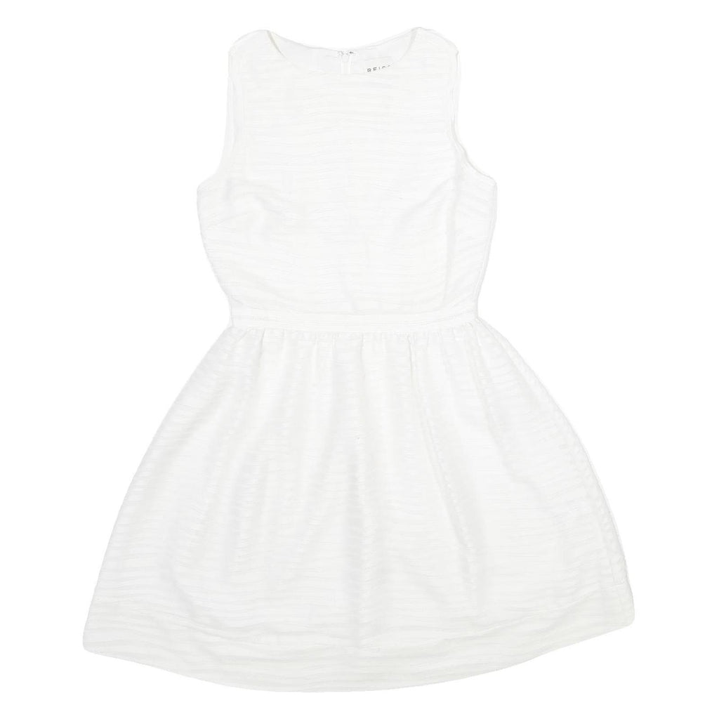 REISS Womens White Fit & Flare Polyester Sleeveless Short Dress UK 8 Elegant