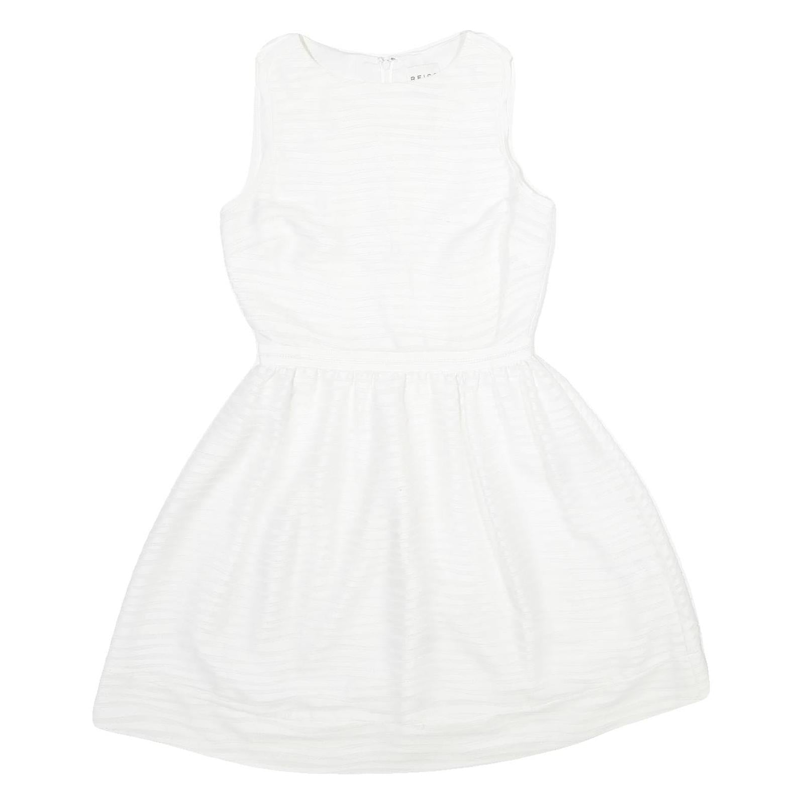 REISS Womens White Fit & Flare Polyester Sleeveless Short Dress UK 8 Elegant