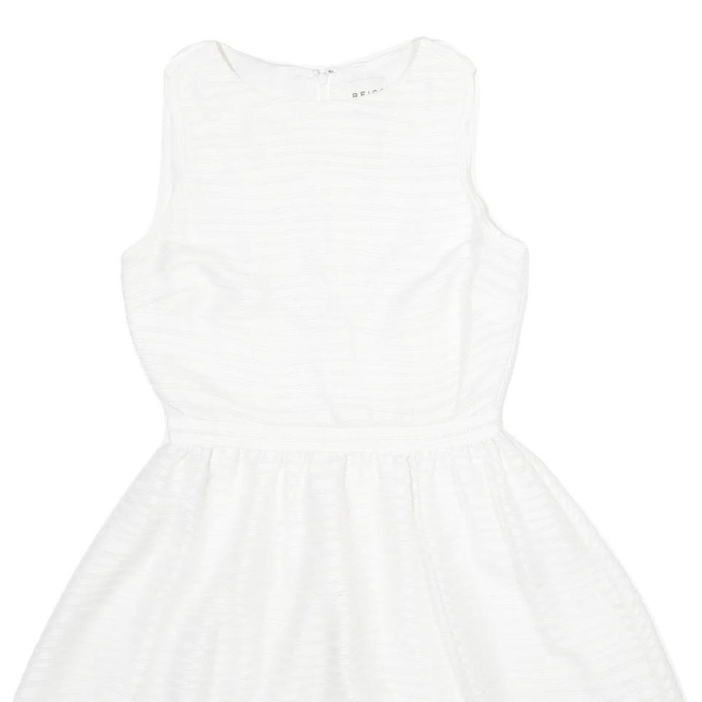 REISS Womens White Fit & Flare Polyester Sleeveless Short Dress UK 8 Elegant