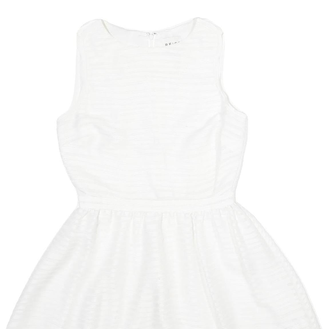 REISS Womens White Fit & Flare Polyester Sleeveless Short Dress UK 8 Elegant