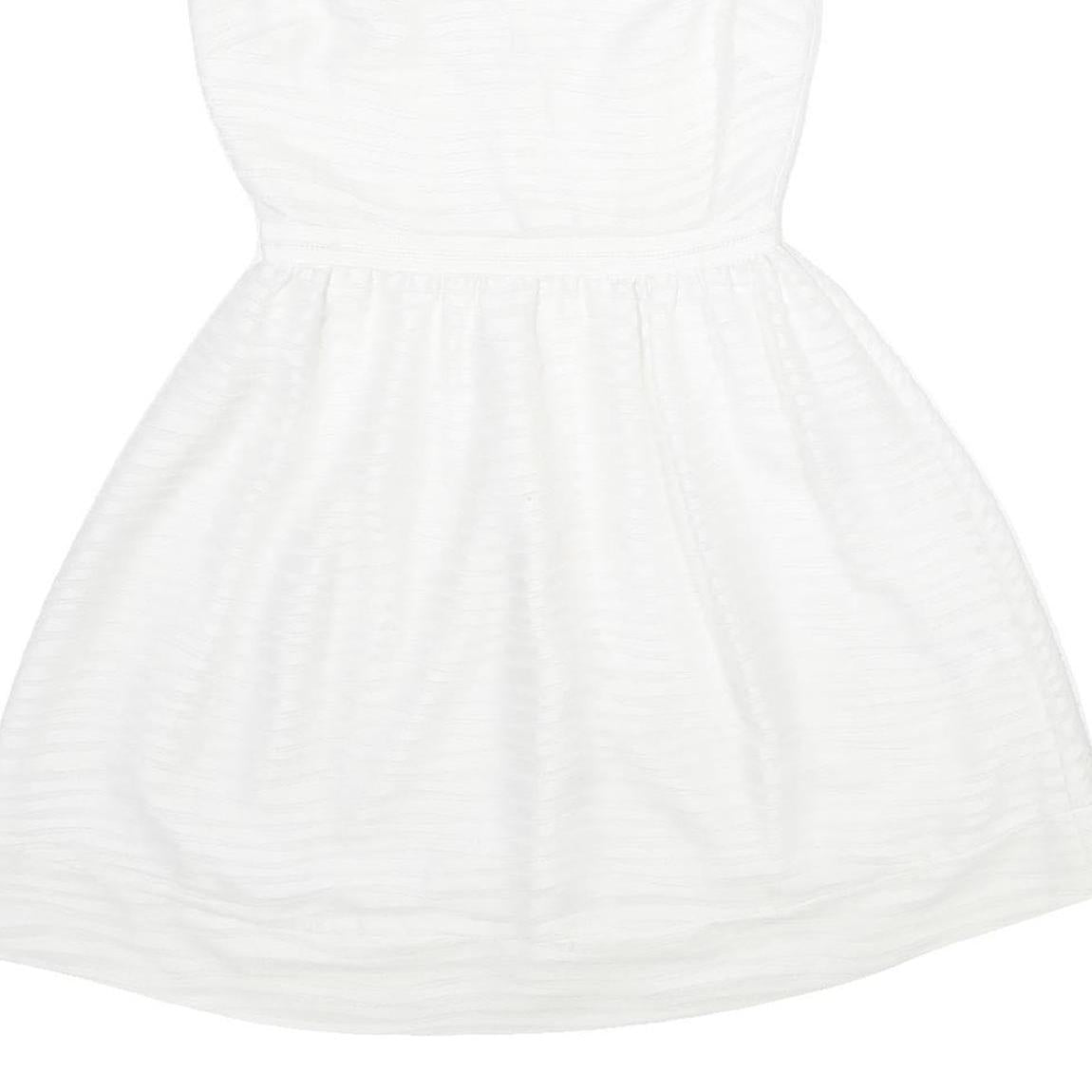 REISS Womens White Fit & Flare Polyester Sleeveless Short Dress UK 8 Elegant