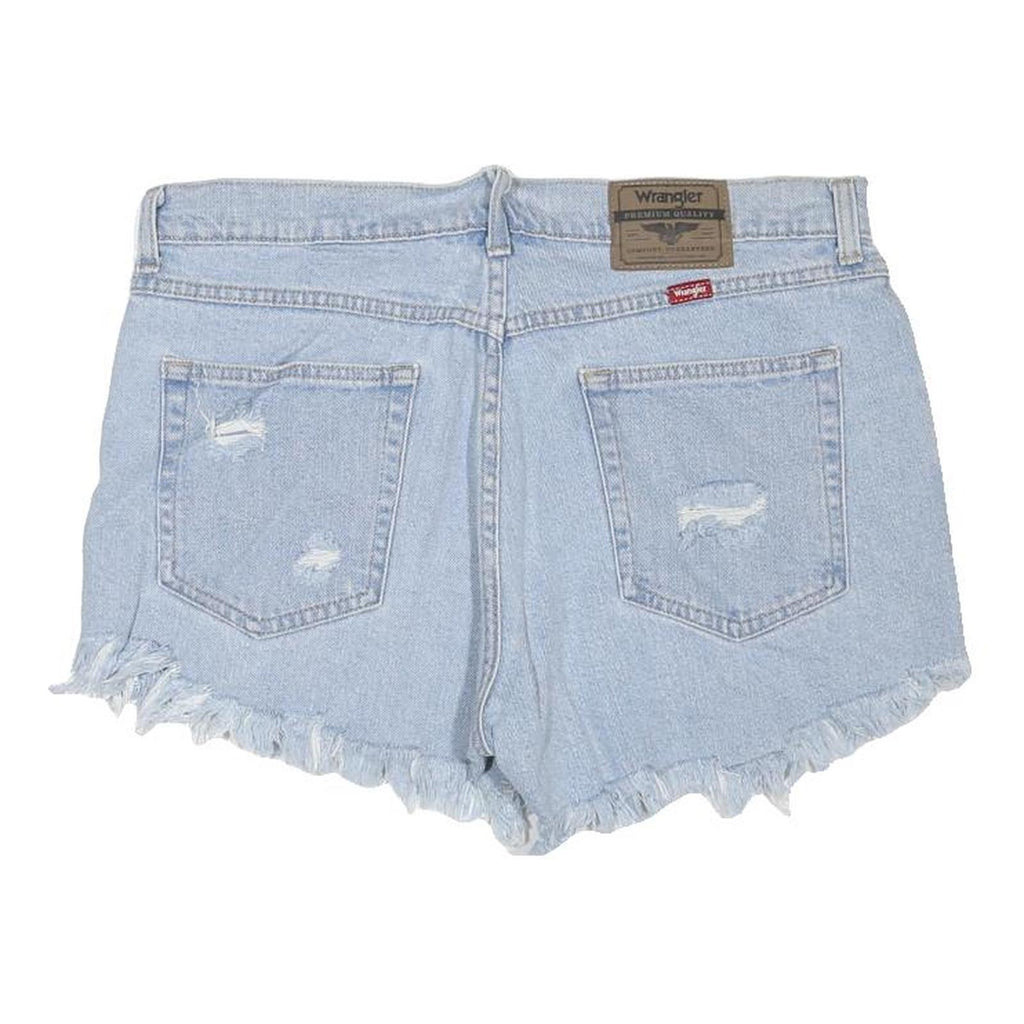 WRANGLER Womens Light Blue Denim Casual Cut-Off Shorts M W34 Distressed Frayed