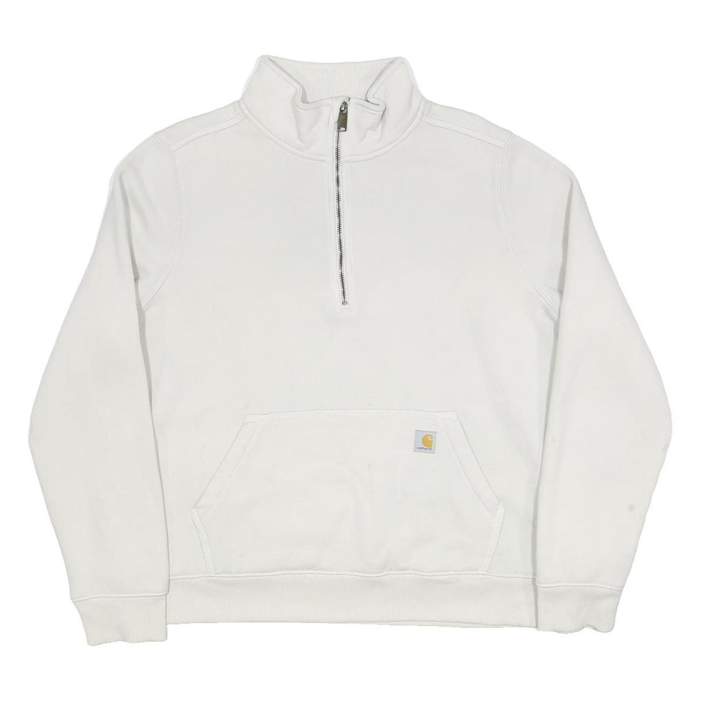CARHARTT Womens White 1/4 Zip XL Cotton Blend Sweatshirt Pullover Casual