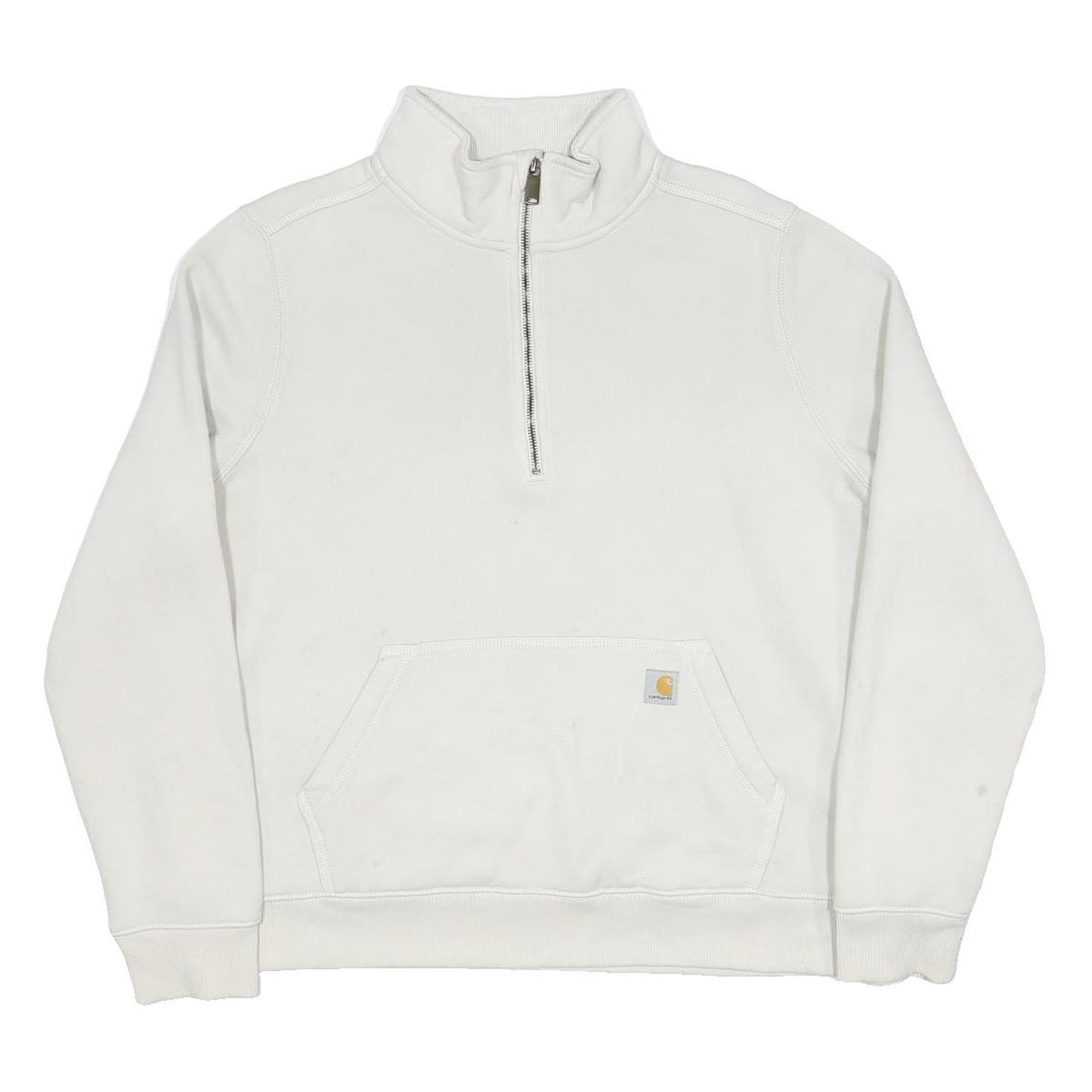 CARHARTT Womens White 1/4 Zip XL Cotton Blend Sweatshirt Pullover Casual