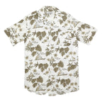 WORLD OF BASIC Mens White & Brown Hawaiian Shirt S Summer Casual Cotton Blend