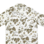 WORLD OF BASIC Mens White & Brown Hawaiian Shirt S Summer Casual Cotton Blend