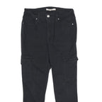 LEVI'S Womens Cotton Blend Black Slim Straight Trousers W29 L26 Cargo Pocket Zip