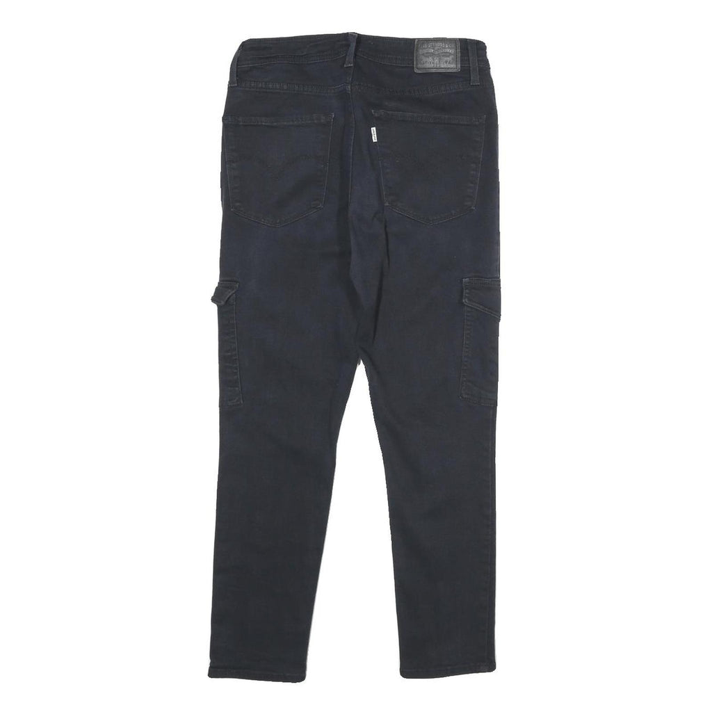 LEVI'S Womens Cotton Blend Black Slim Straight Trousers W29 L26 Cargo Pocket Zip