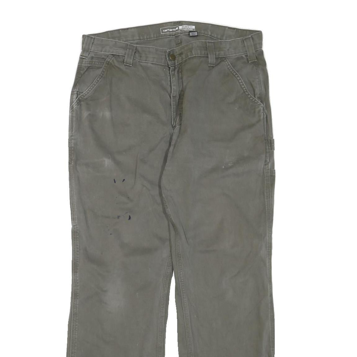 CARHARTT Mens Regular Fit Cotton Blend Green Workwear Trousers W36 L32