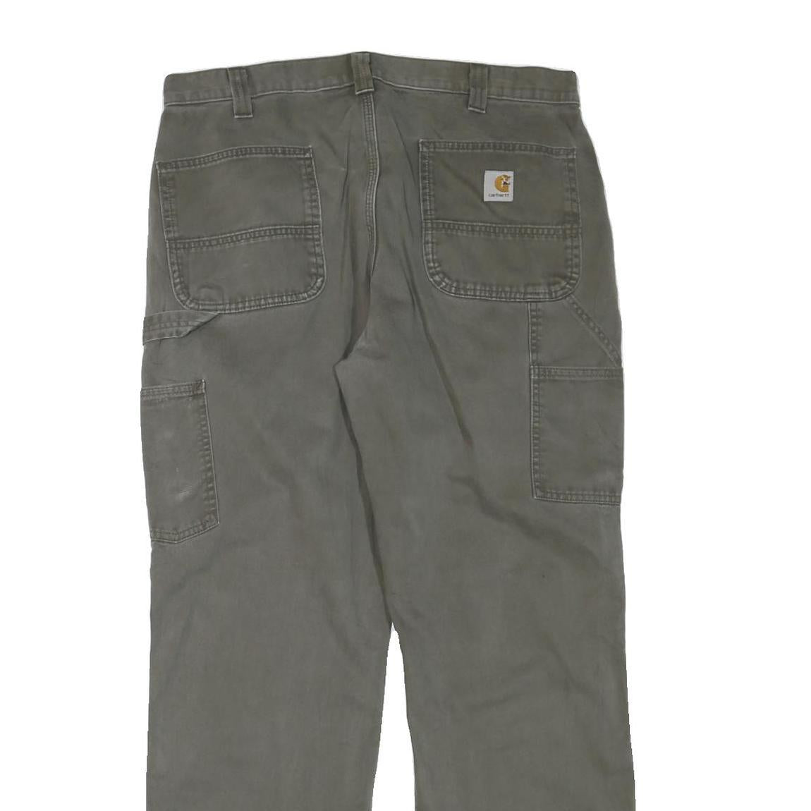 CARHARTT Mens Regular Fit Cotton Blend Green Workwear Trousers W36 L32