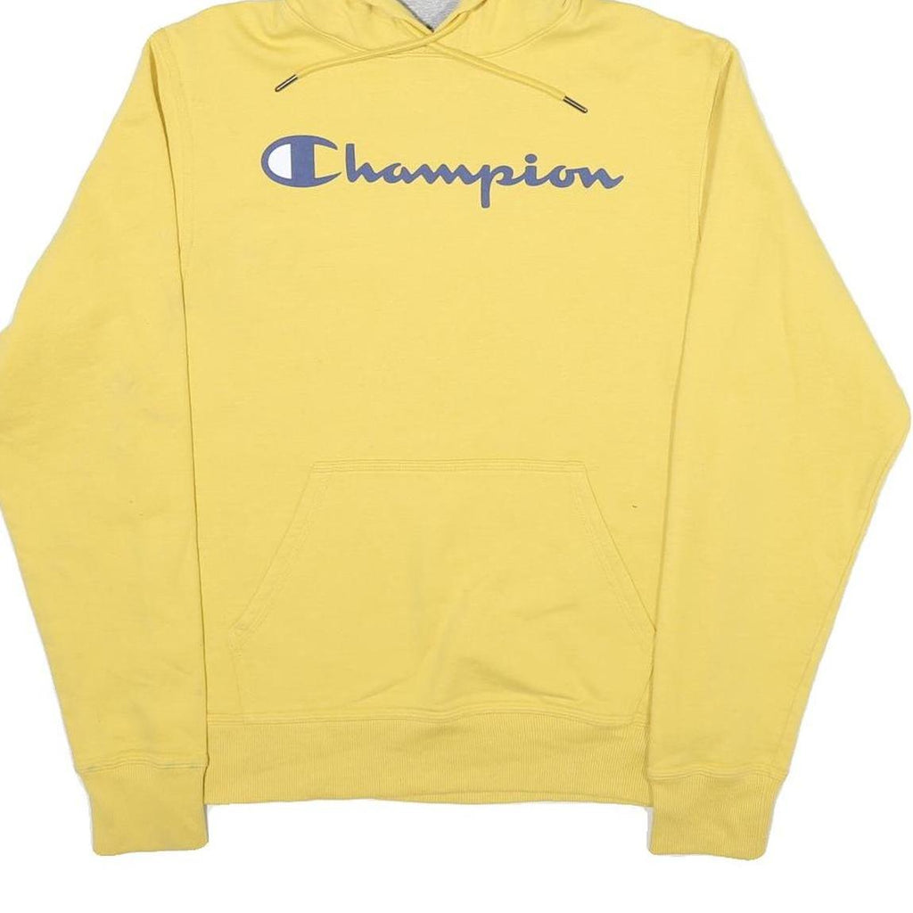 CHAMPION Mens Yellow Pullover Hoodie S Cotton Blend Casual Sweater
