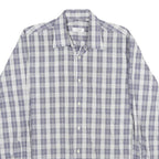 COVERI Mens Blue & White Check Shirt L Long Sleeve Button Closure Casual