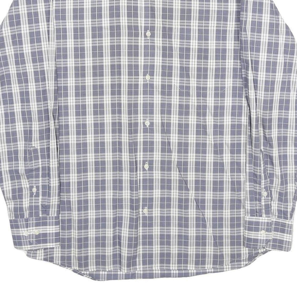 COVERI Mens Blue & White Check Shirt L Long Sleeve Button Closure Casual