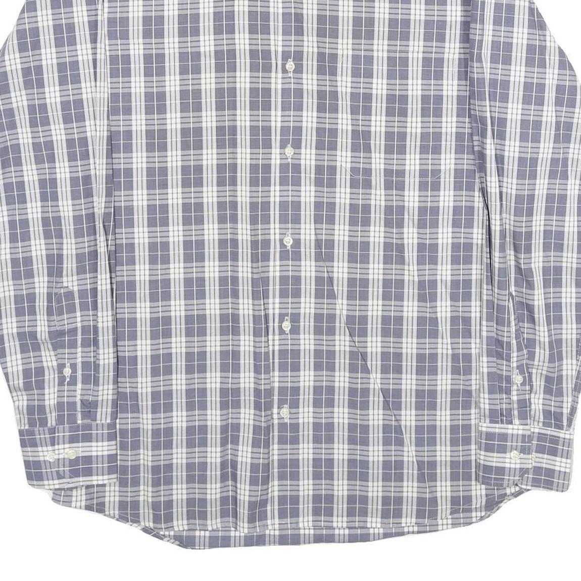 COVERI Mens Blue & White Check Shirt L Long Sleeve Button Closure Casual