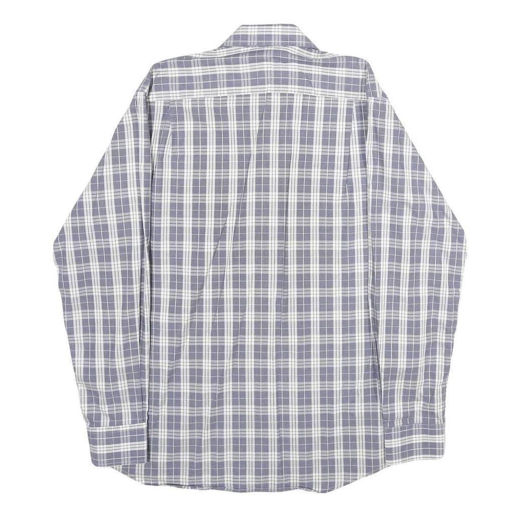 COVERI Mens Blue & White Check Shirt L Long Sleeve Button Closure Casual