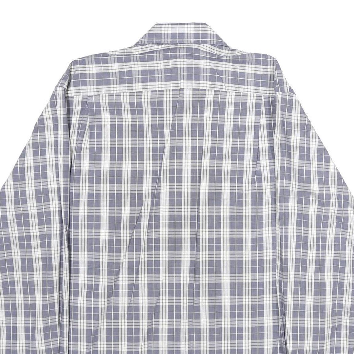 COVERI Mens Blue & White Check Shirt L Long Sleeve Button Closure Casual