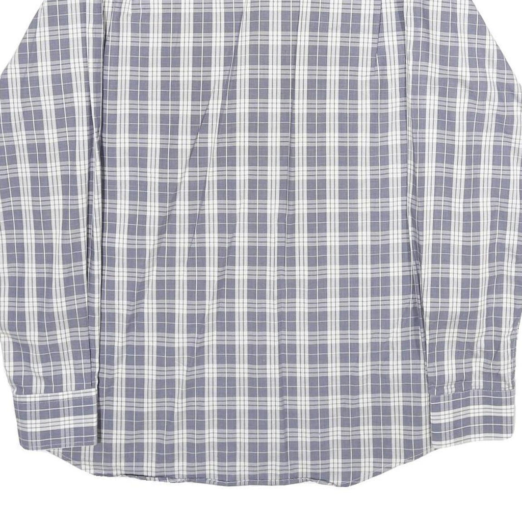 COVERI Mens Blue & White Check Shirt L Long Sleeve Button Closure Casual