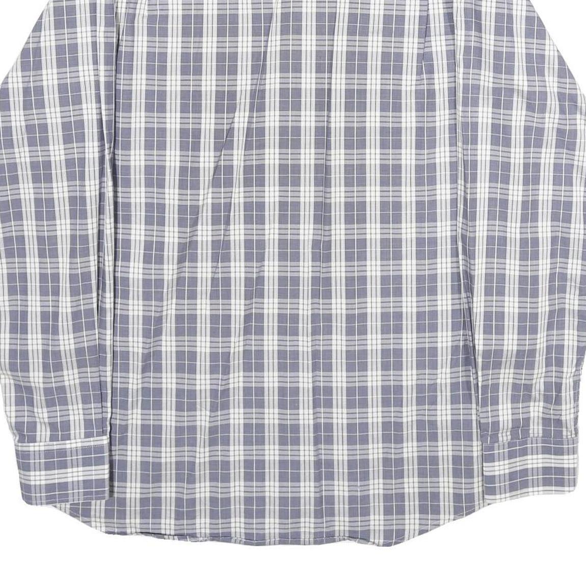 COVERI Mens Blue & White Check Shirt L Long Sleeve Button Closure Casual