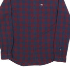 TOMMY HILFIGER Mens Blue & Maroon Check Shirt M Button-Down Collar Casual Cotton