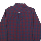 TOMMY HILFIGER Mens Blue & Maroon Check Shirt M Button-Down Collar Casual Cotton