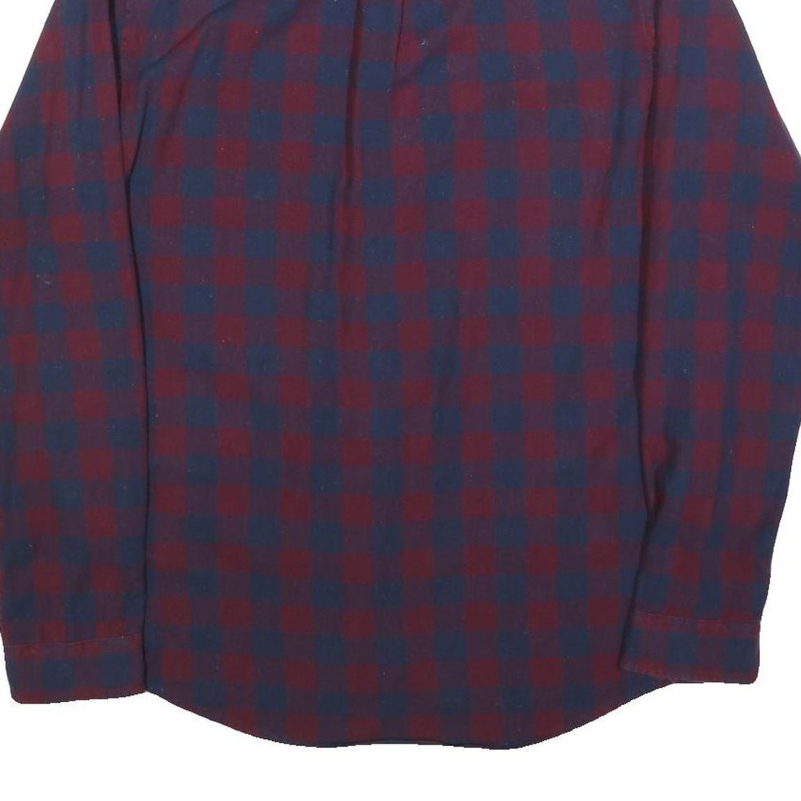 TOMMY HILFIGER Mens Blue & Maroon Check Shirt M Button-Down Collar Casual Cotton
