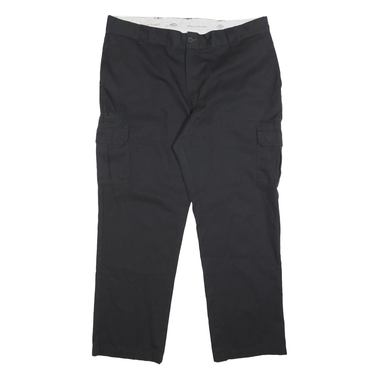 DICKIES Mens Cotton Blend Black Regular Straight Leg Trousers W42 L32 Industrial