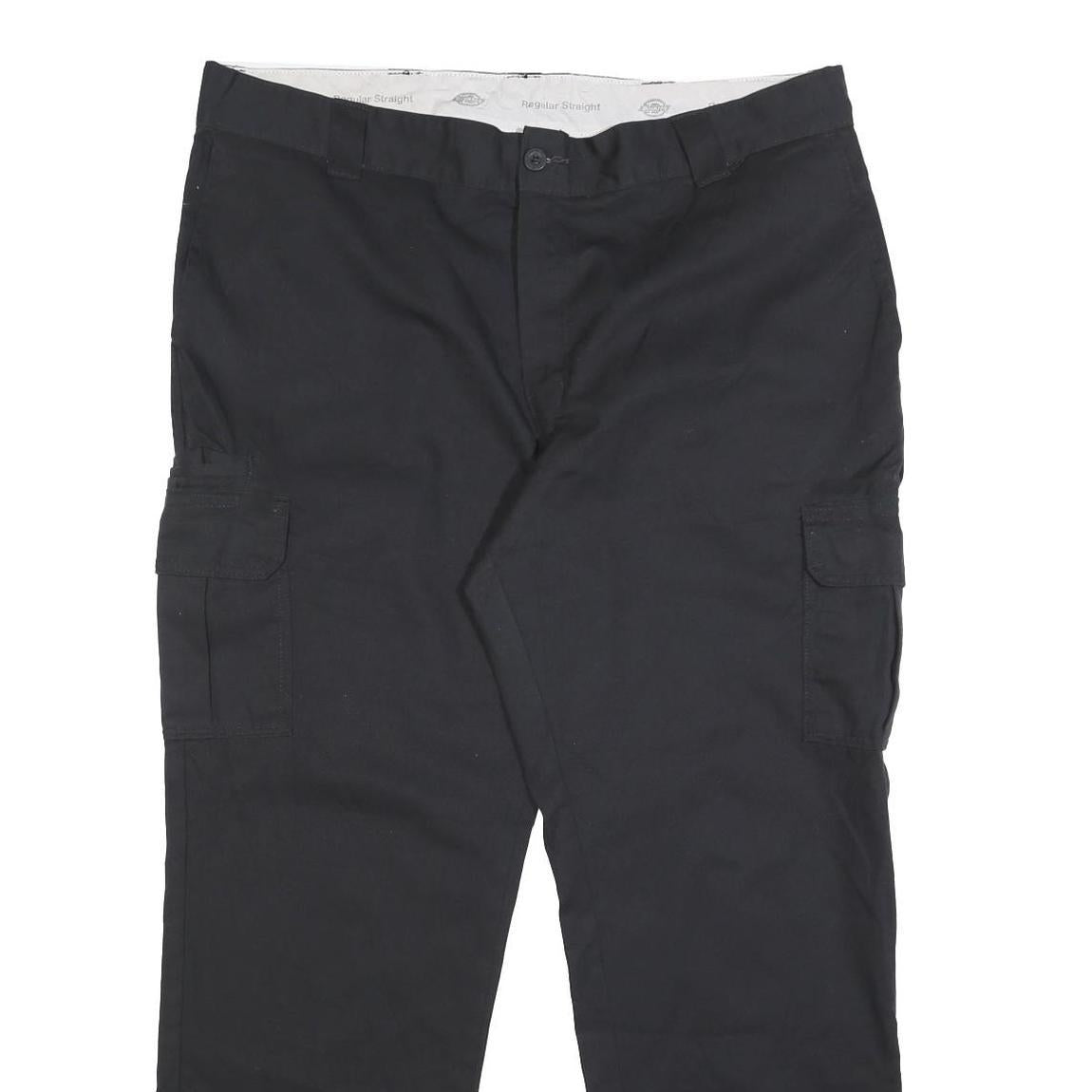 DICKIES Mens Cotton Blend Black Regular Straight Leg Trousers W42 L32 Industrial