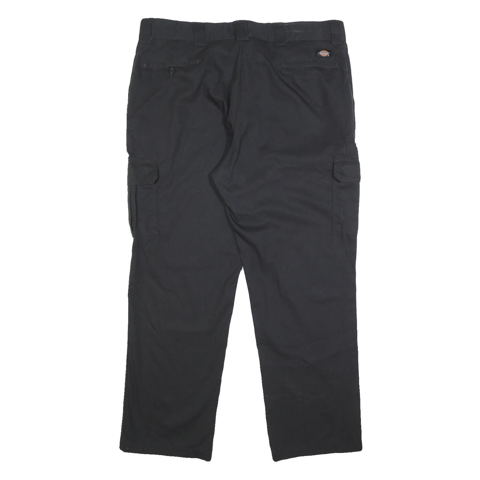 DICKIES Mens Cotton Blend Black Regular Straight Leg Trousers W42 L32 Industrial
