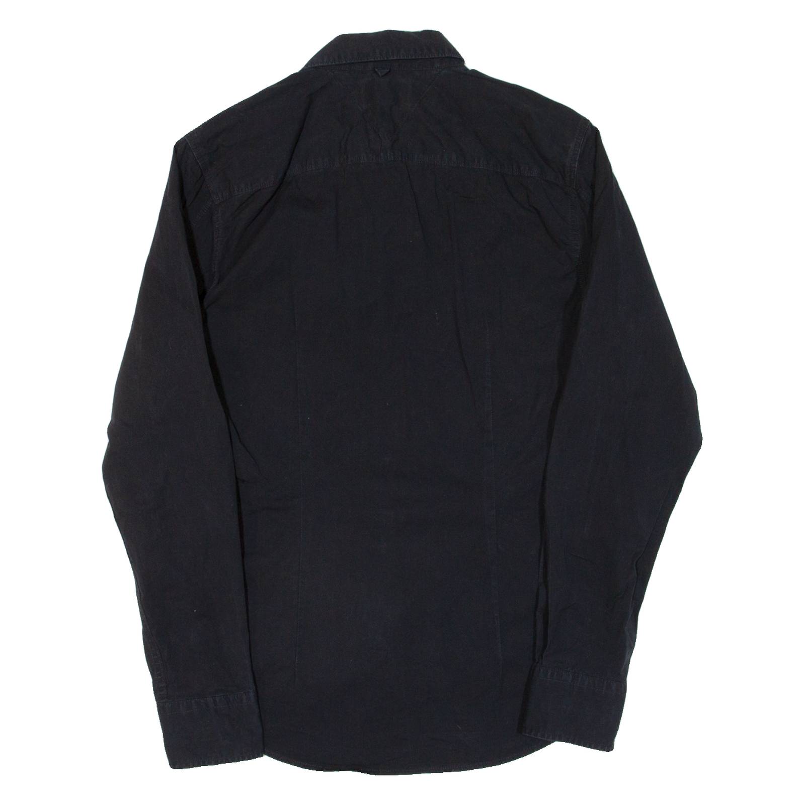 TOMMY HILFIGER Slim Fit Mens Plain Shirt Black Long Sleeve S
