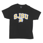 CHAMPION Mens Black SJSU Graphic T-Shirt L Short Sleeve Crew Neck Cotton Blend