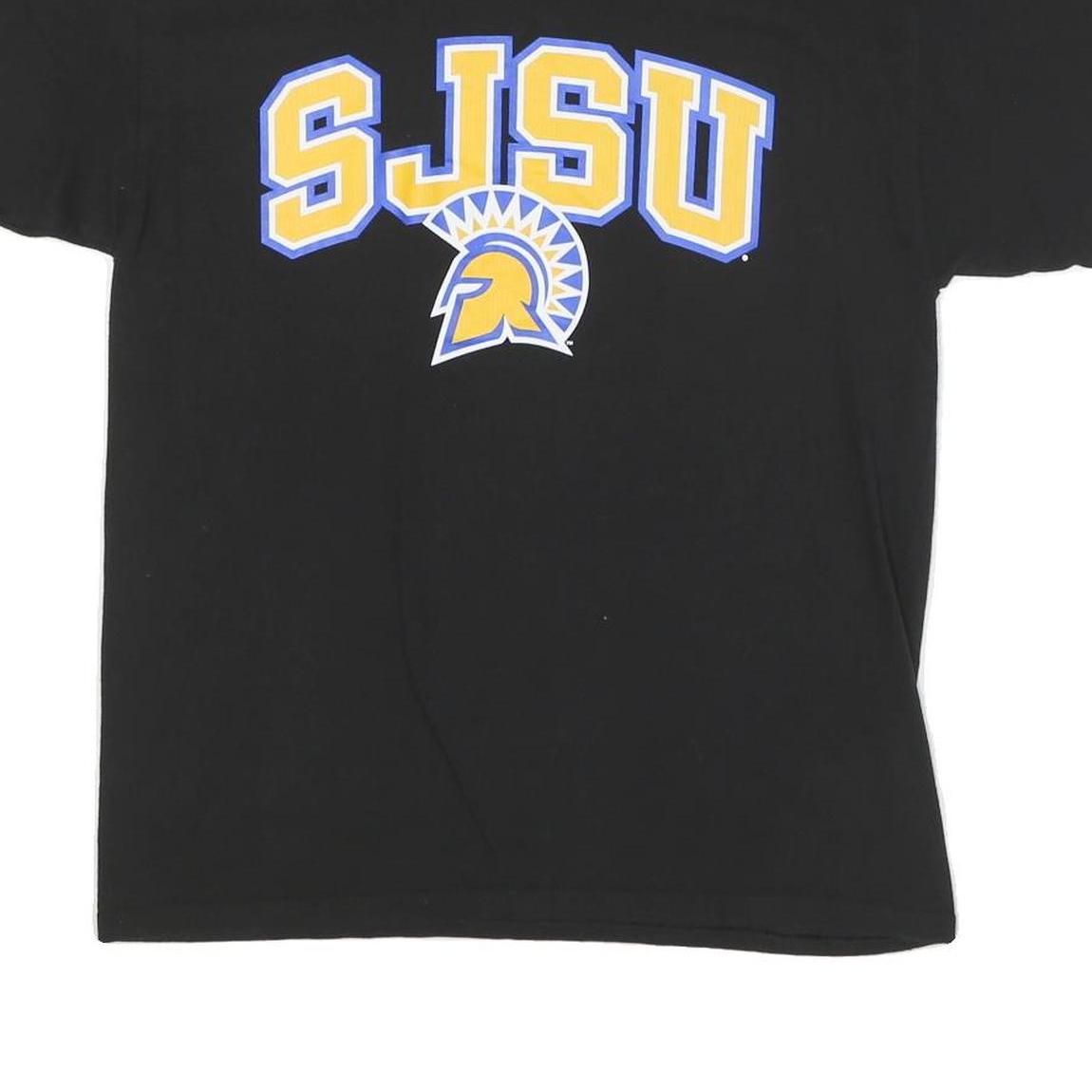 CHAMPION Mens Black SJSU Graphic T-Shirt L Short Sleeve Crew Neck Cotton Blend